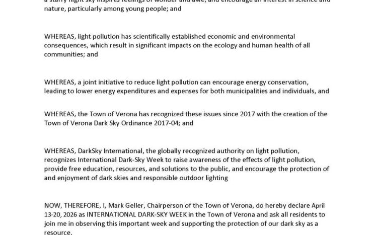 Dark Sky Week Proclamation
